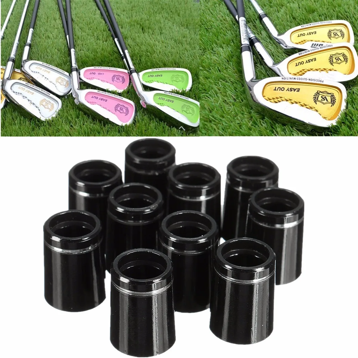 10x Golf Taper Tip Ferrules Adapter With Single Silver Ring For 0.335 Iron Shaft for 0.335 Tip Irons PP Black 10x Golf Taper Tip Ferrules Adapter With Single Silver Ring For 0.335 Iron Shaft for 0.335 Tip Irons PP Black
