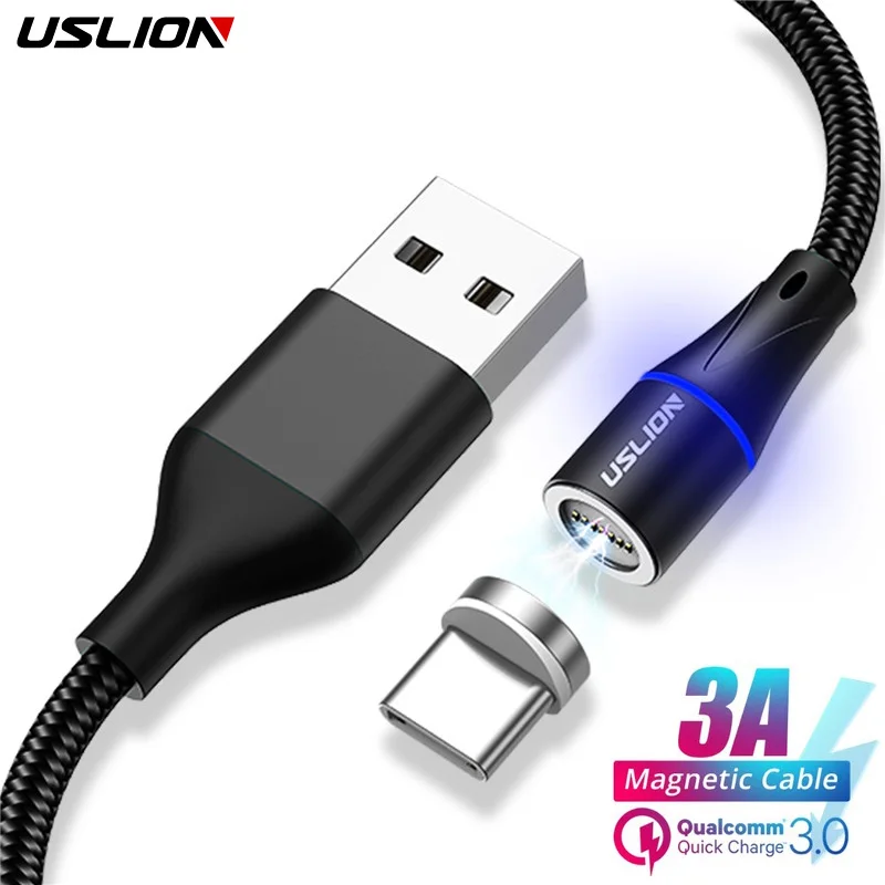 

USLION Magnetic Type-C USB Cable 3A Phone Magnet Quick Charger Micro Type C Charge Cord Mobile Fast Charging Wire For iPhone X 7
