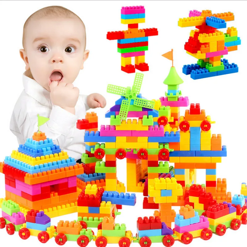 

110-300pcs Building Blocks ABS Eco-friendly Materials with Storage Box DIY Spell Inserting Blocks Toys for Children