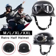 Vendite calde Leggero Retro Moto Casco DOT Approvato Stile Tedesco Per Aprire Viso Moto Mezza Casco Con Occhiali Zerbino