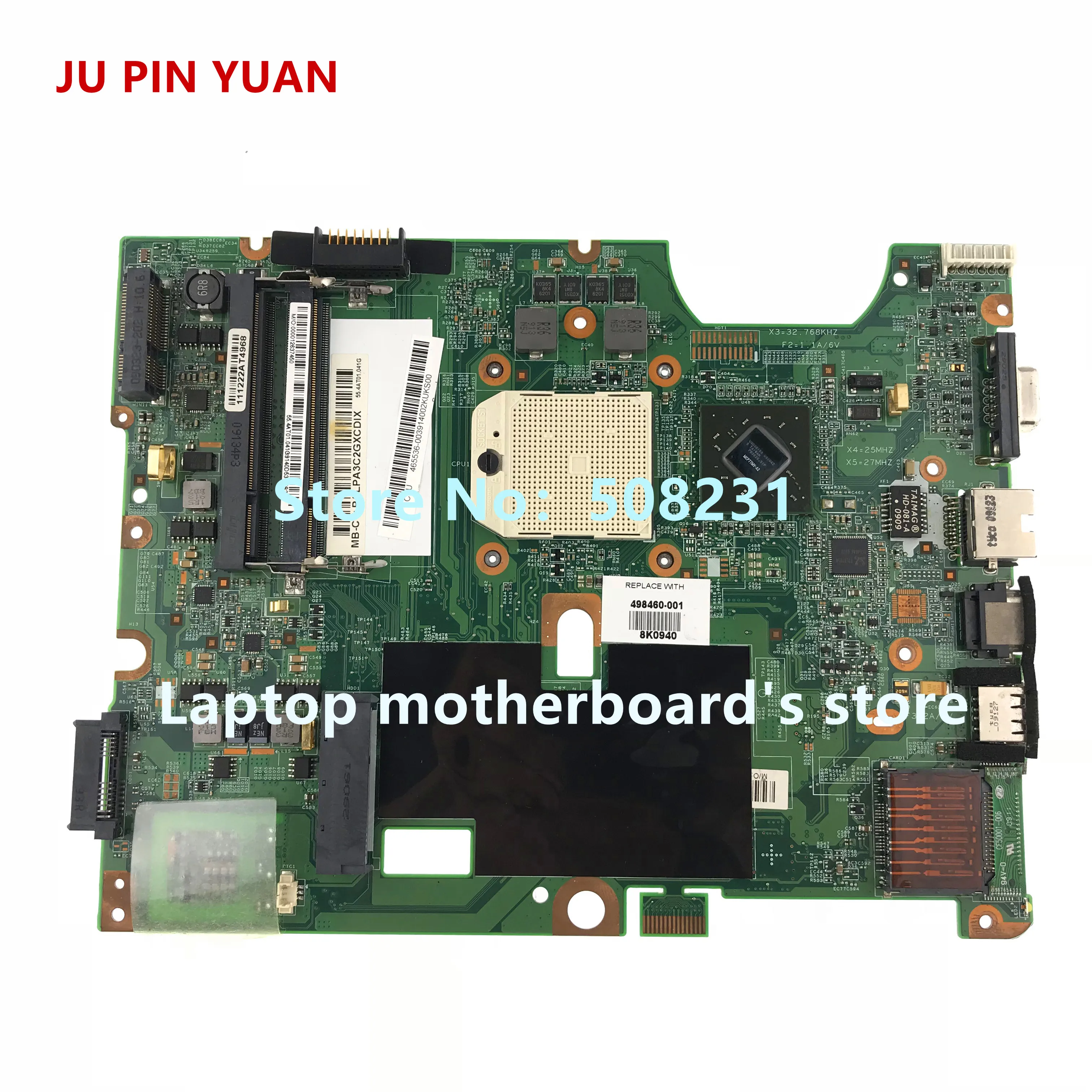 

JU PIN YUAN 498460-001 48.4J103.031 mainboard for HP Compaq CQ50 G50 CQ60 G60 series Laptop Motherboard fully Tested