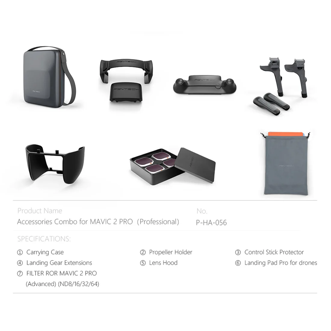 Buy HHM 7in1 Mini Bag Lens Hood Blade Holder Fixer Landing Gear Rocker Protector 50cm Parking Apron ND/PL Filters for DJI MAVIC 2 PRO 