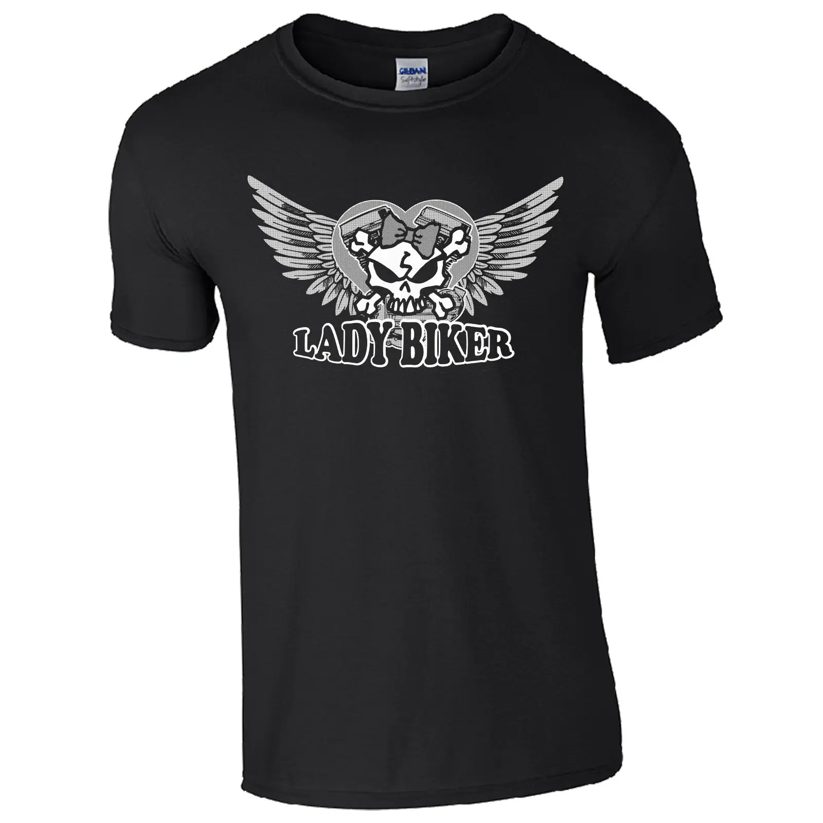 

New T-Shirt Men Fashion T Shirts Lady Biker Retro Motorcycle Skull & Bow Motorbiker Unisex T Shirt Hot Sale