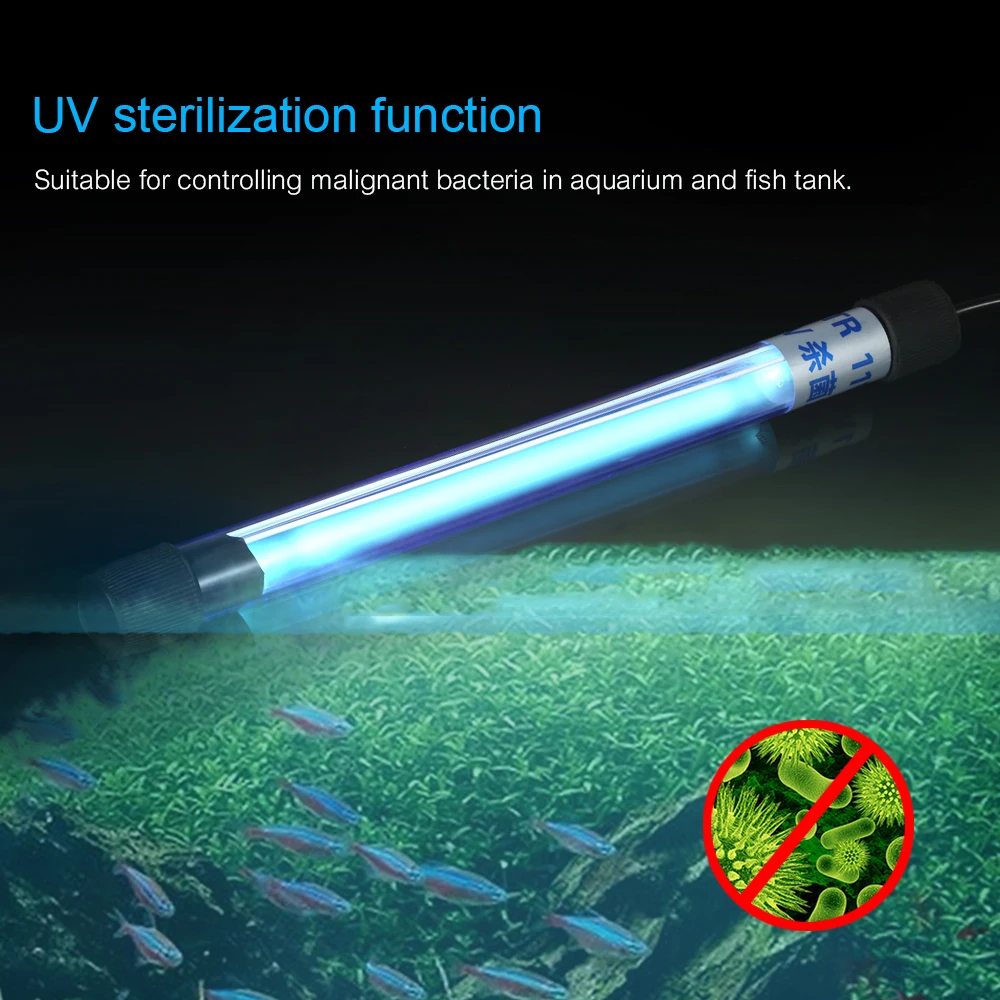 

13W UV Aquarium Lighting Sterilization Lamp Submersible Ultraviolet Sterilizer Aquarium Fish Tank Pond AC220-240V