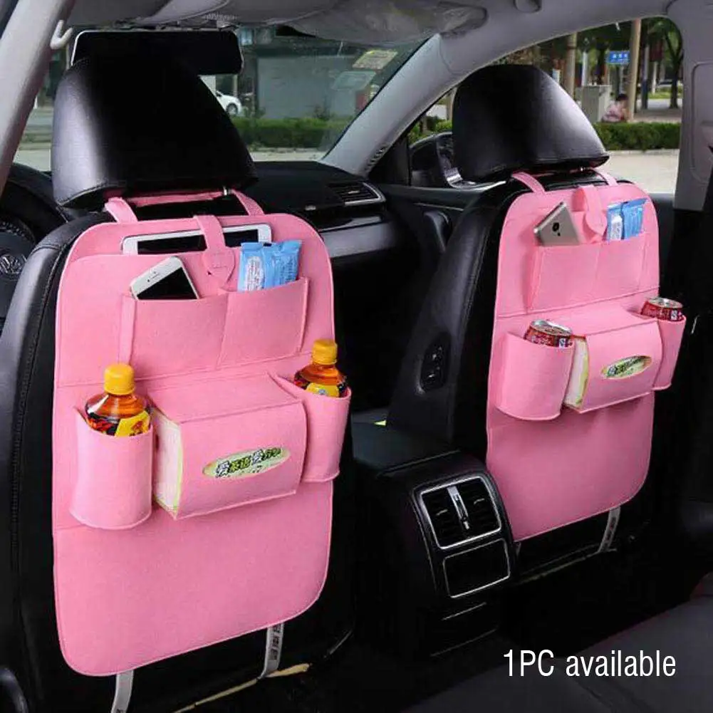 Car Seat back storage bag With adhesive strap and seat fixing belt phone drink magazine Multi pocke Travel Storage Holder bag