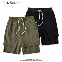 H. A. Sueno Мода хип хоп для мужчин's шорты для женщин рваные мужские шорты зеленый и черный танцы брюки девочек high street мужчин S одежда/5