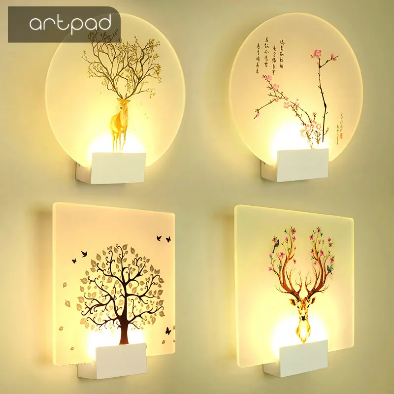 Artpad 8W Modern Loveliness Romantic Picture Classic Wall Lamp for Bedside Bedroom Stair Corridor Porch Nordic Home LED Lighting