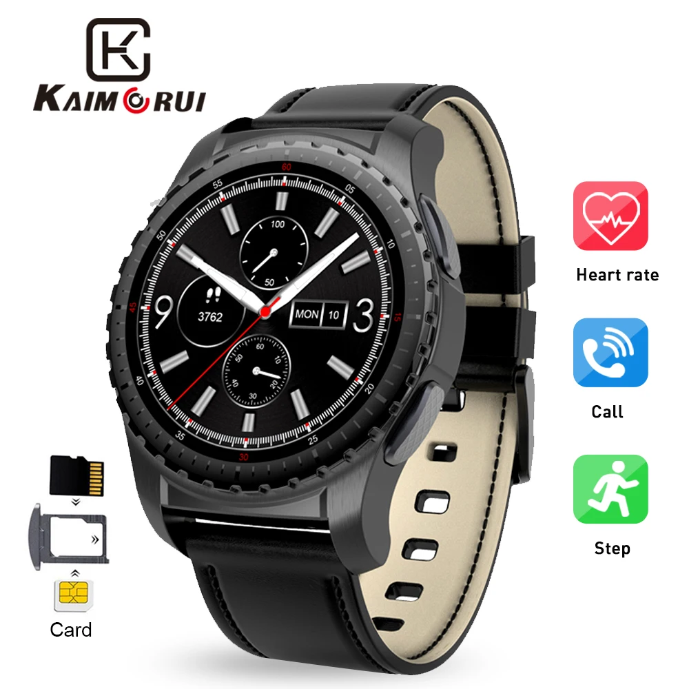 

Kaimorui Smart Watch Support SIM TF Card Bluetooth Call Heart Rate Pedometer Sport Modes Smartwatch Men for Android IOS Phone