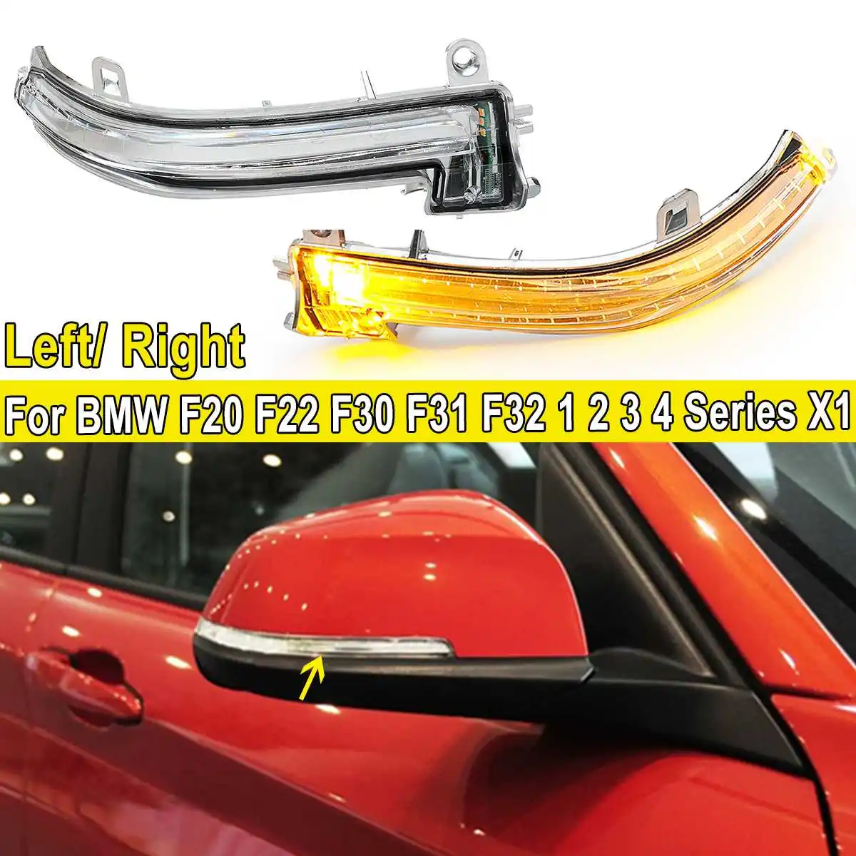 

For BMW F20 F21 F22 F30 F31 F32 F33 F34 GT F35 F36 1 2 3 4 Series X1 E84 Door Side Wing Mirror Corner Light Turn Signal Lamp