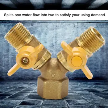 

G1/2 Brass 2 Way Tap Adapter Garden Irrigation 2 Way Double Tap Hose Adapter Dual Faucet Connector Adapter