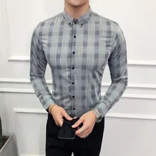 Формальная одежда Блузки узкие в британском стиле подходят деловая повседневная одежда рубашки для мужчин s с длинным рукавом мужская рубашка Camisa Masculina