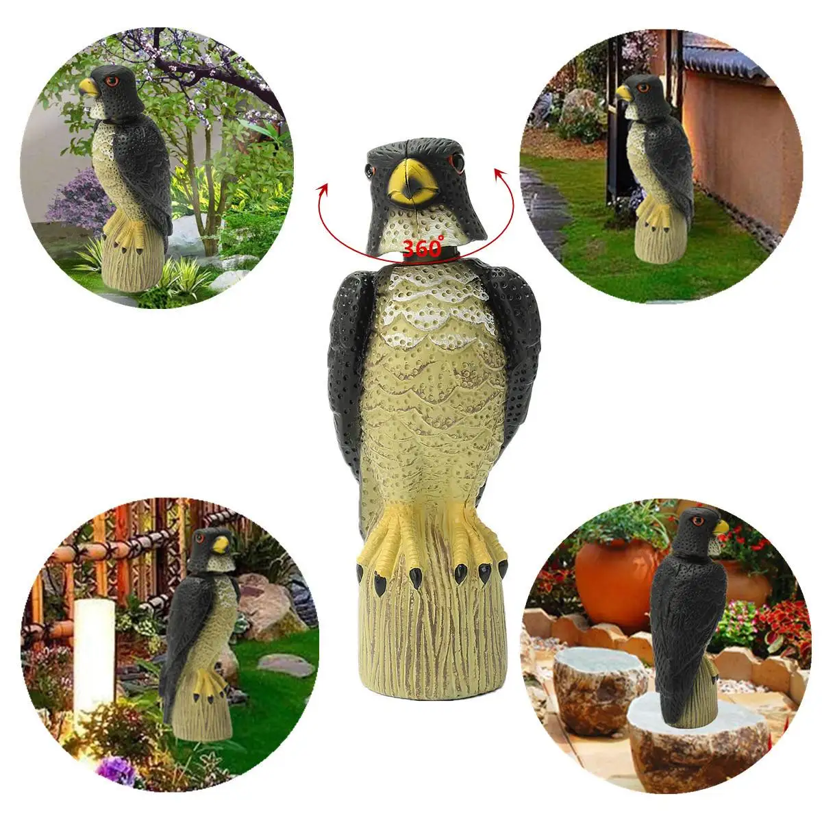 

Head Move in Wind Fake Owl Hunting Shooting Decoy Deterrent Repeller Decor Garden Decor Pest Birds Scarer Animal Scarecrow