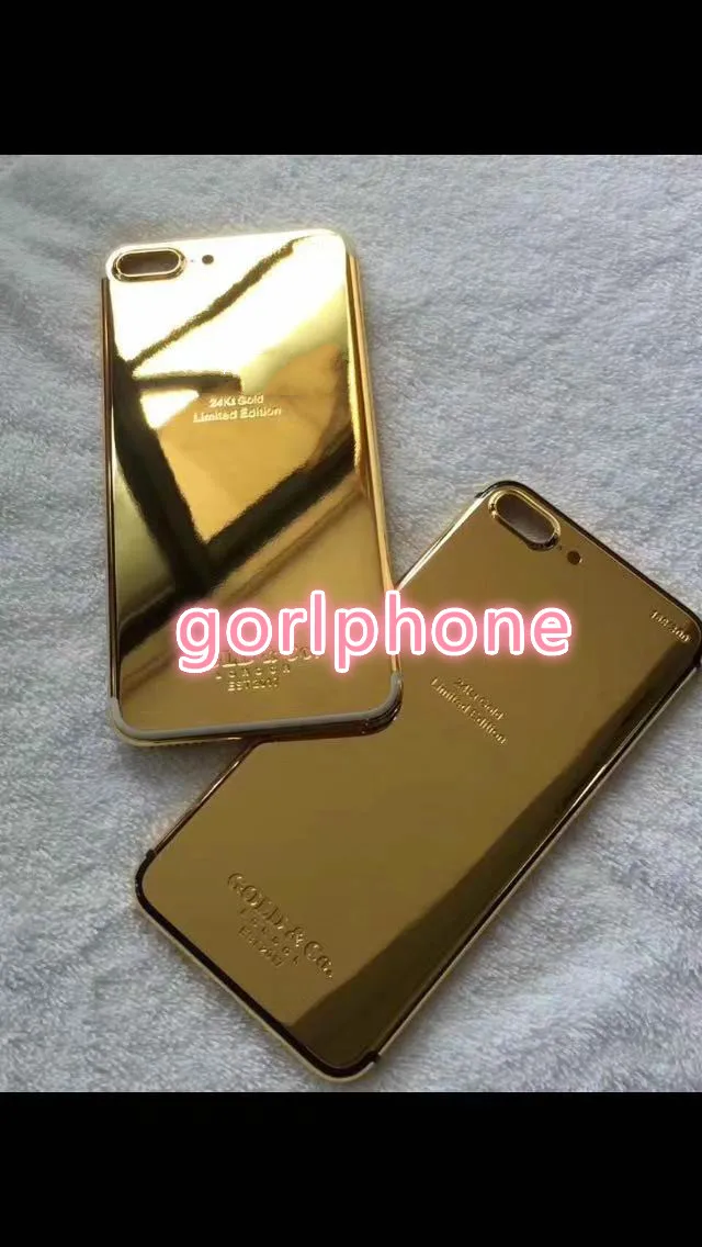 

2019 Good Quality Replacement Luxury Chassis Back cover for iphone 7 7G Housing 24k Mirror Gold Rear Door with Logo and Buttons
