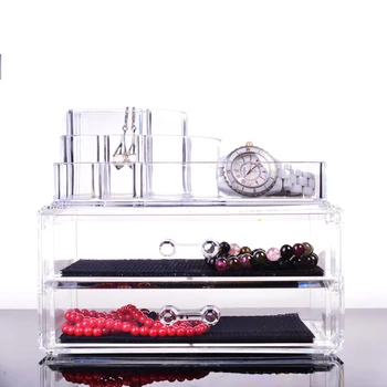 

1pc Makeup Organizer Large Capacity Transparent Plastic Make Up Cosmetic Jewelry Countertop Storage Box Organizer