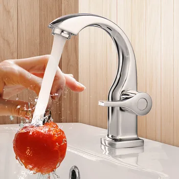 

Xueqin Chrome Deck Mount Bathroom Basin Faucets Single Handle Single Hole Bath Tap Cold Water Tap