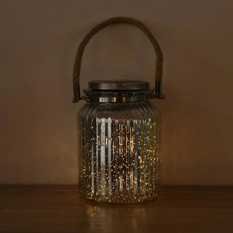 

Solar-Powered Mason Jar Lights Fairy Hanging Lighting Outdoor String Lids Patio Lamp Decor With Handle (Warm White Light)