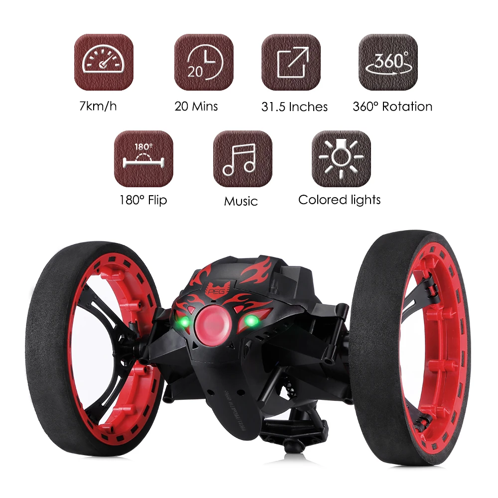 

Paierge PEG - 81 Wireless Remote Control Jumping Bounce Car RC Robot Jumping Car Radio Controlled Cars Machine LED Night Toys