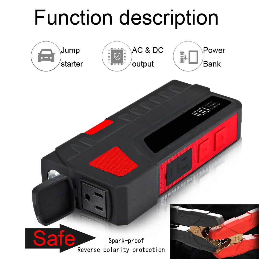 1000A Car Jump Starter Battery Pack 85W Portable Generator Power Station Home Camping Emergency Power Supply 110V 220V AC DC 12V 1000A Car Jump Starter Battery Pack 85W Portable Generator Power Station Home Camping Emergency Power Supply 110V 220V AC DC 12V