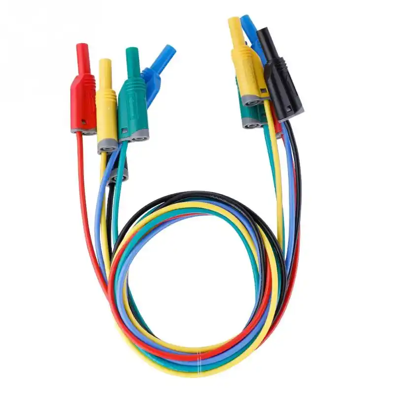 Multimeter Banana Plug Cable 5pcs P1050-1 4mm Banana Plug Safety Soft Silicone Wire Stack Test Lead 14AWG for Multimeter Electrical Testing Equipment Stack Test Lead