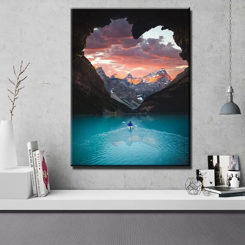 

Nordic Wall Picture Canoe Kayak New World Poster Cuadros Landscape Canvas Wall Art Home Decor For Living Room Canvas Painting