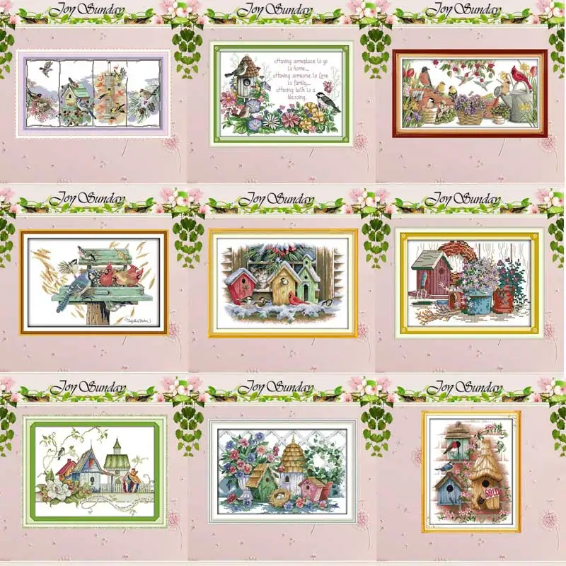 The spirit of flowers 3 Joy Sunday Cross Stitch Kit 14CT Stamped Embroidery Kits Precise Printed Needlework 18/×35CM