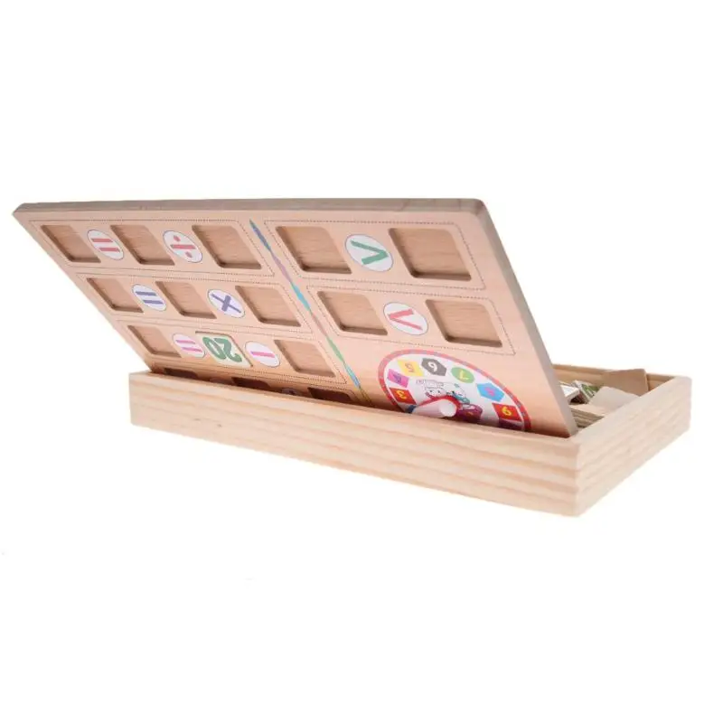 Kids Maths Teaching Box Set Children Wooden Number Counting Math Toy Baby Mathematics Sticker Calculate Game Toy Education Block