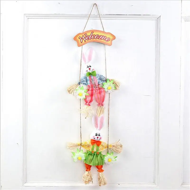 Handmade Wood Creative Cute Rabbit Mr. Easter Double Bunny Clown Festival Pendant School Store Kind - 32974342052