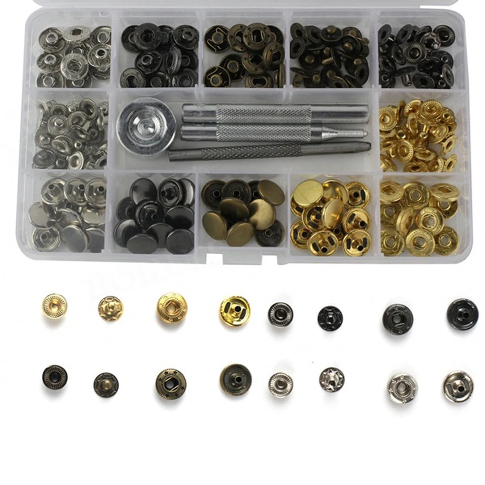

Metal Pure Bronze Copper Snap Rivets Fixing Tool Kit Leather Craft Repair Fastener
