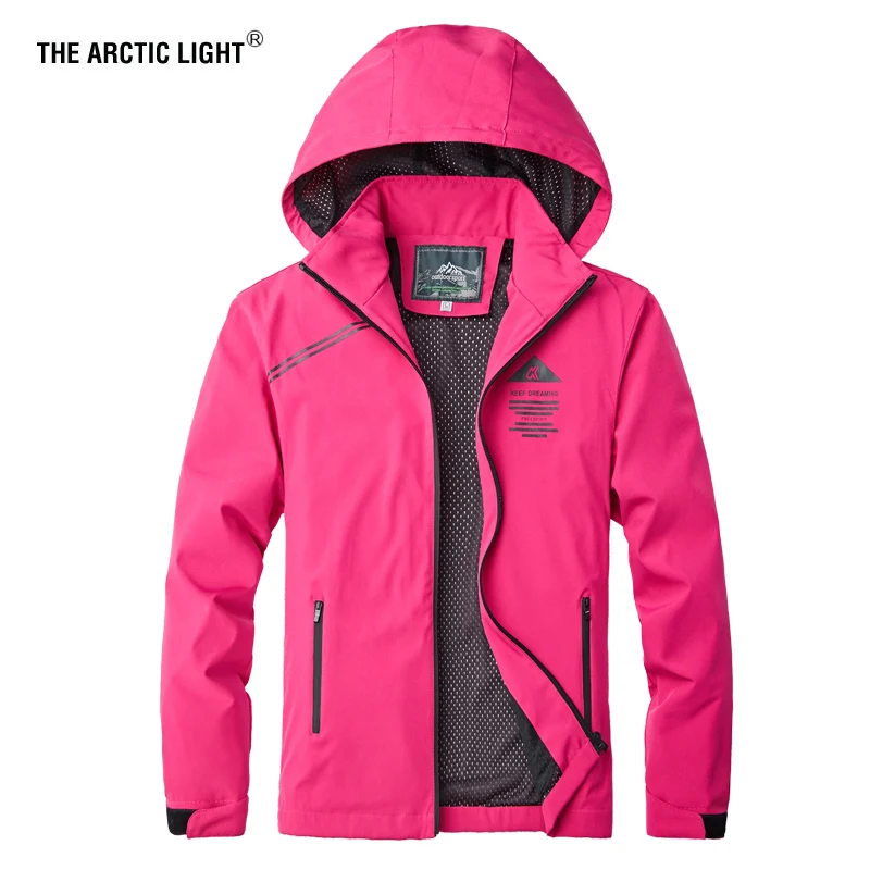 

THE ARCTIC LIGHT Woman Spring Waterproof Trekking Hiking Outdoor Jacket Camping Fishing Sports Travel Cycling Plus Size Rosy