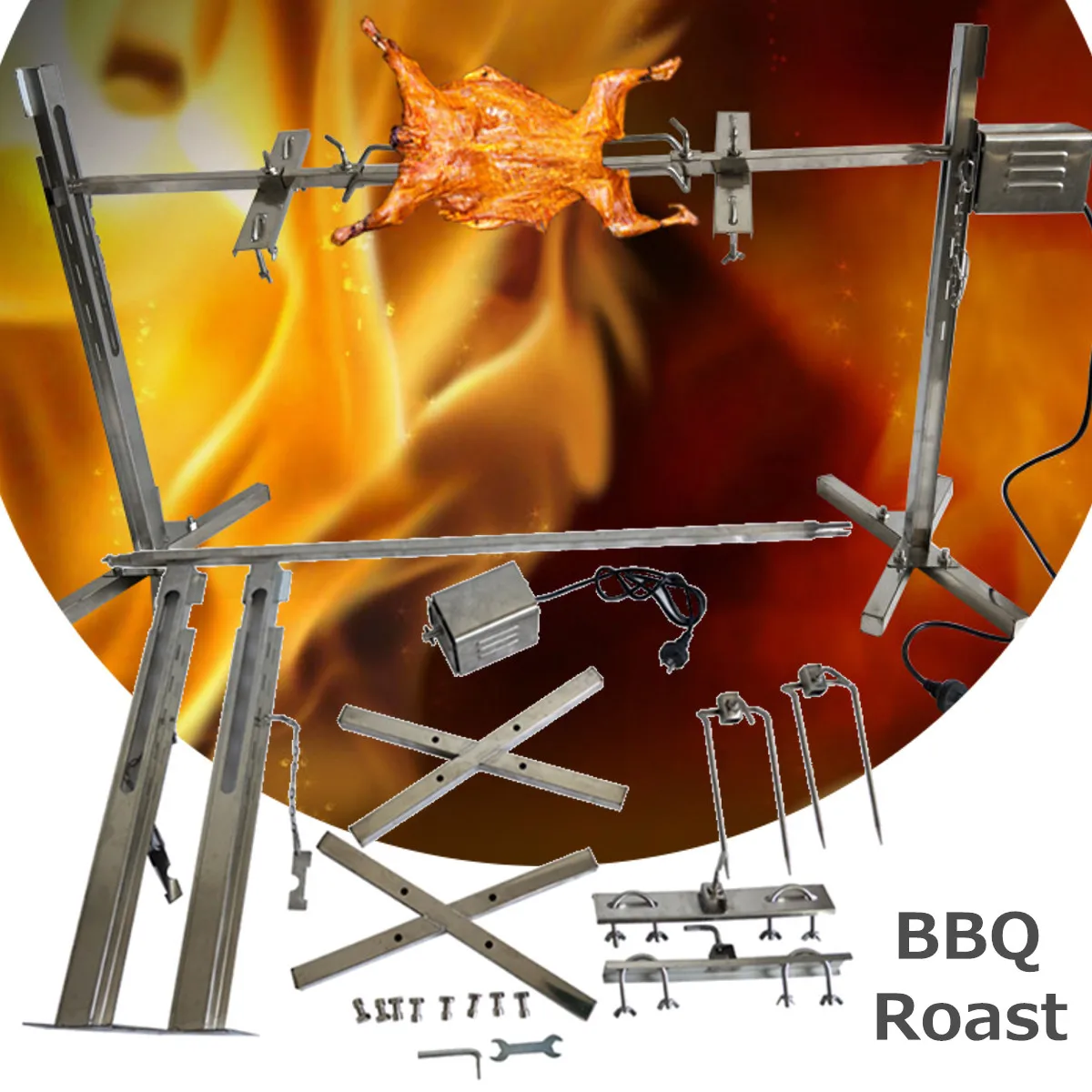 Электрический автоматическое барбекю Гриль Открытый Кемпинг вертел мотор жаркое из филиал металла ростер с вертелом стержень уголь