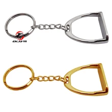 Цинка литья под давлением лошадиное стремя кольцо для ключей, с цепочкой и уплотнительное кольцо. серебристого цвета(SK006