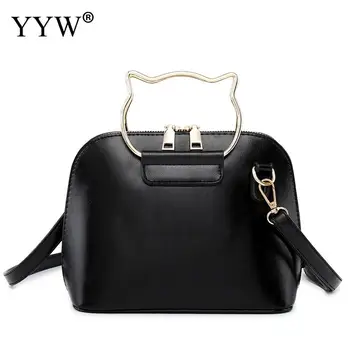 

Pu Leather Concise Shell Shape Handbag One Direction Shoulder Crossbody Bag Attached With Hanging Strap Zipper Purse Women Black