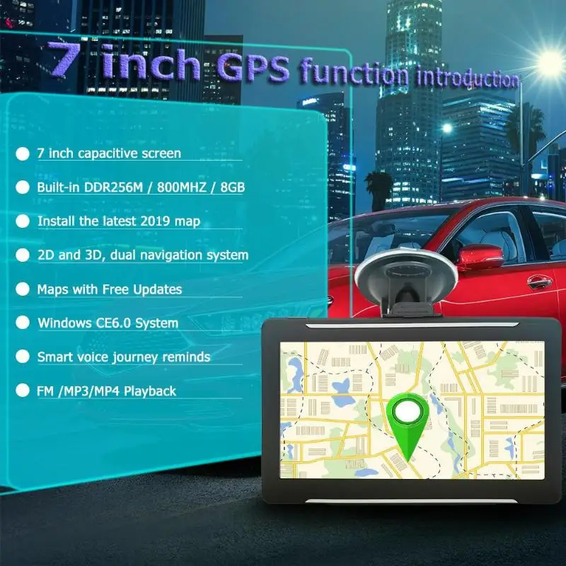 7 pulgadas de pantalla táctil del coche GPS Navigator FM Transmisor 256 MB + 8 GB MP3/MP4 jugadores GPS Navigator mapa de Europa/MAPA DE RUSIA/Australia