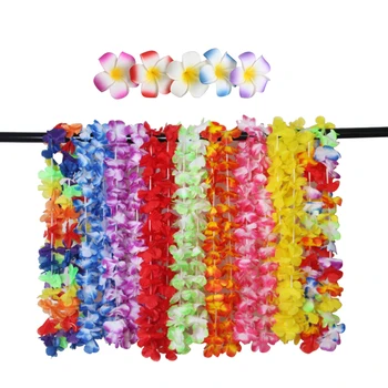 

48Pcs Hawaiian Flower Lei Bunting Banner Hanging Garland Hawaiian Flower Hair Clips Party Decorations Party Favor (Random)