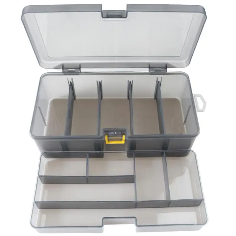 

Plastic Dual Layer Fishing Tackle Box Portable Pesca Lures Bait Storage Case Multi-Function Sundrirs Cover Organizer Container