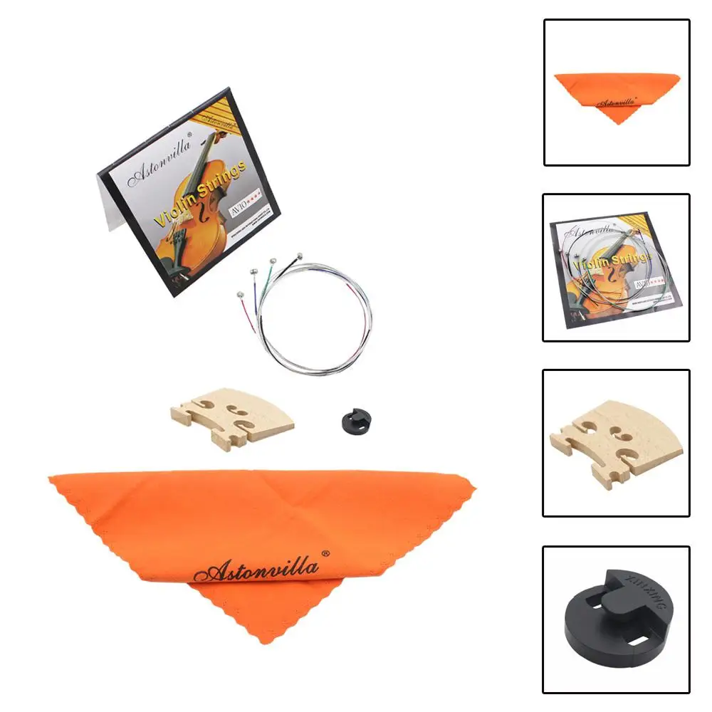 

IRIN 4 in 1 Violin Strings Rubber Mute Maple 4/4 Bridge Cleaning Cloth Violin Replace Tool Parts & Accessories
