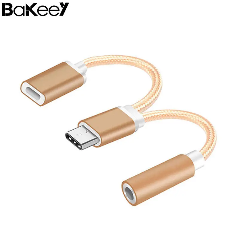 Bakeey 2 в 1 Тип C до 3,5 мм аудио разъем адаптер с зарядным кабелем adpter наушники музыкальный адаптер для huawei Xiaomi 8 mix3
