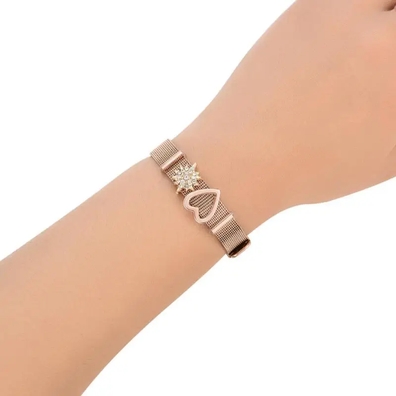 

Hot Luxury Rose Gold Stainless Steel Bracelets Bangles Female Heart Forever Love Brand Charm Bracelet for Women Famous Jewelry