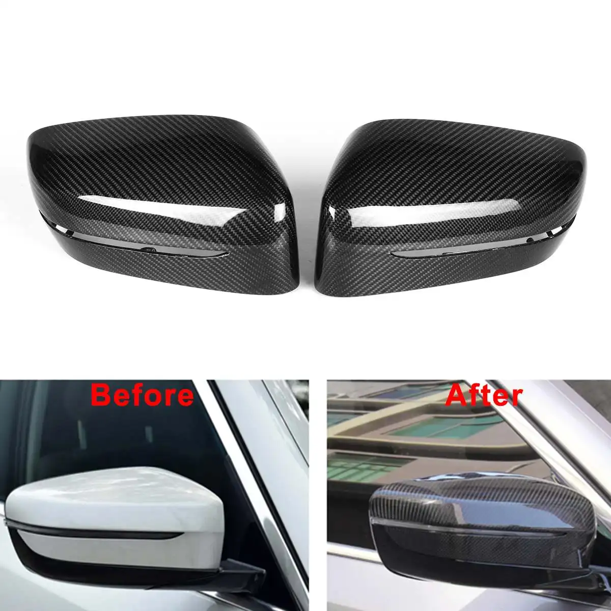 

2Pcs Carbon Fiber Side Mirror Cover Replace Carbon Rear Side View Caps LHD For BMW 5 6 7 Series G11 G12 G30 G31 GT G32 2017-2018