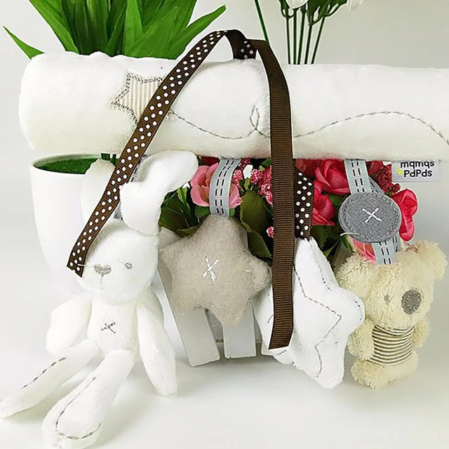 Rabbit baby hanging bed safety seat plush toy Hand Bell Multifunctional Plush Toy Stroller Mobile Gifts 2