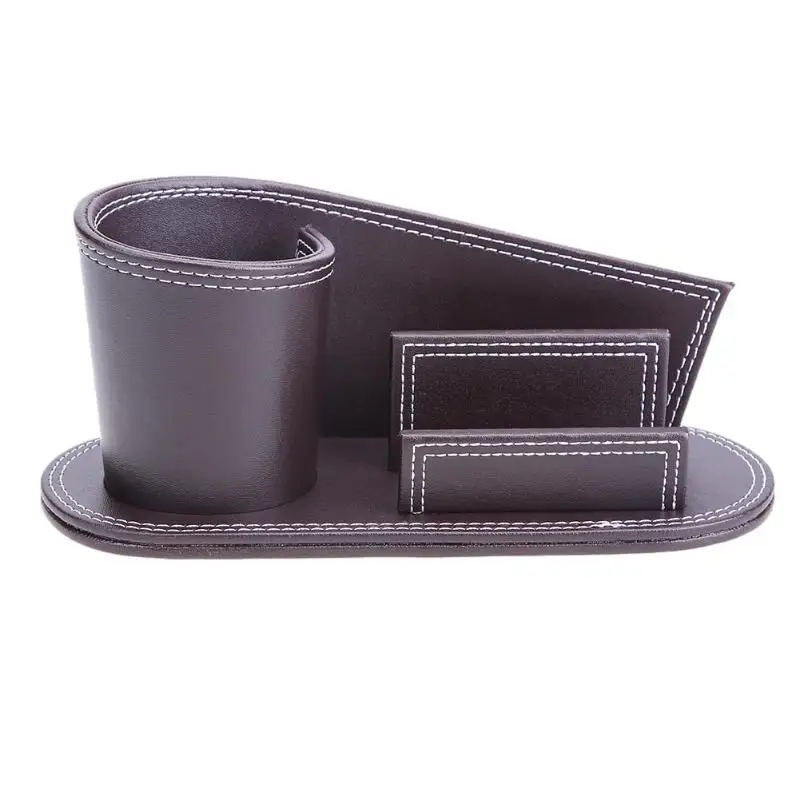 

Multifunction Pu Leather Pen Holder Pencil Stationery Container Office School Desk Organizer Desktop Card Storage Box Accessor