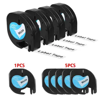 

1pc/5pcs Tape Cartridge 91201/91331 Black on white 12mm x 4m plastic Label Tapes for Dymo LetraTag label Printer