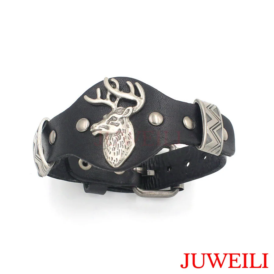 Олень Лось Wapiti кожаные браслеты ремешок дизайн регулируемый JUWEILI Jewelry для женщин