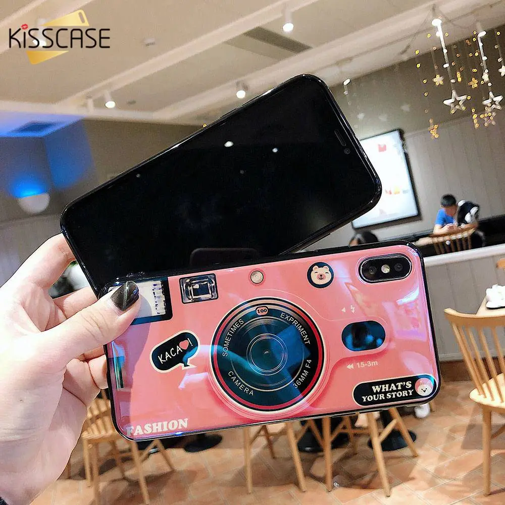 Чехол с рисунком камеры KISSCASE для iPhone 6 7 8 Plus Xs Max XR X Blue Ray мягкие чехлы из ТПУ 6S чехол