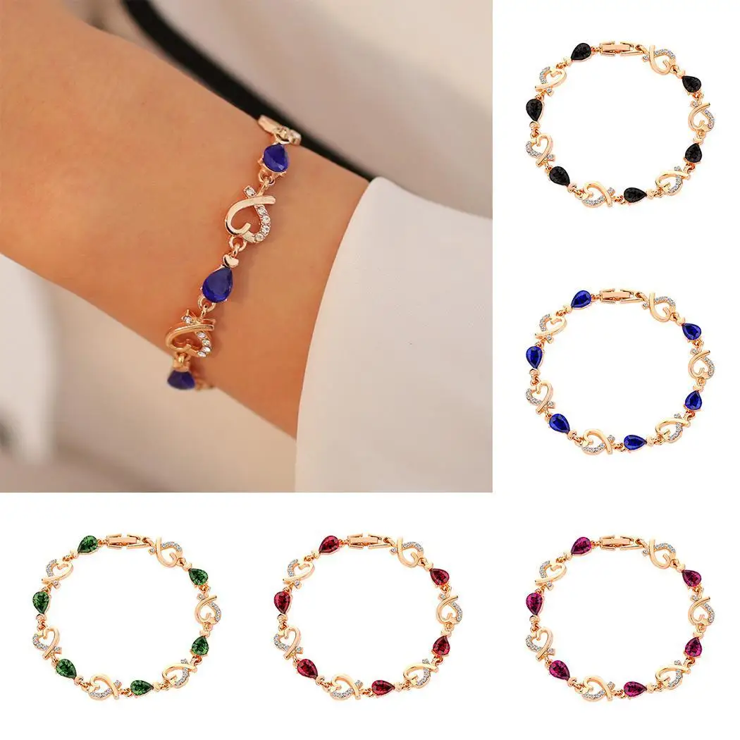 

New Women Fashion Artificial Gem Bangle Bracelet Chain Beauty Everyday Wristband 20cm