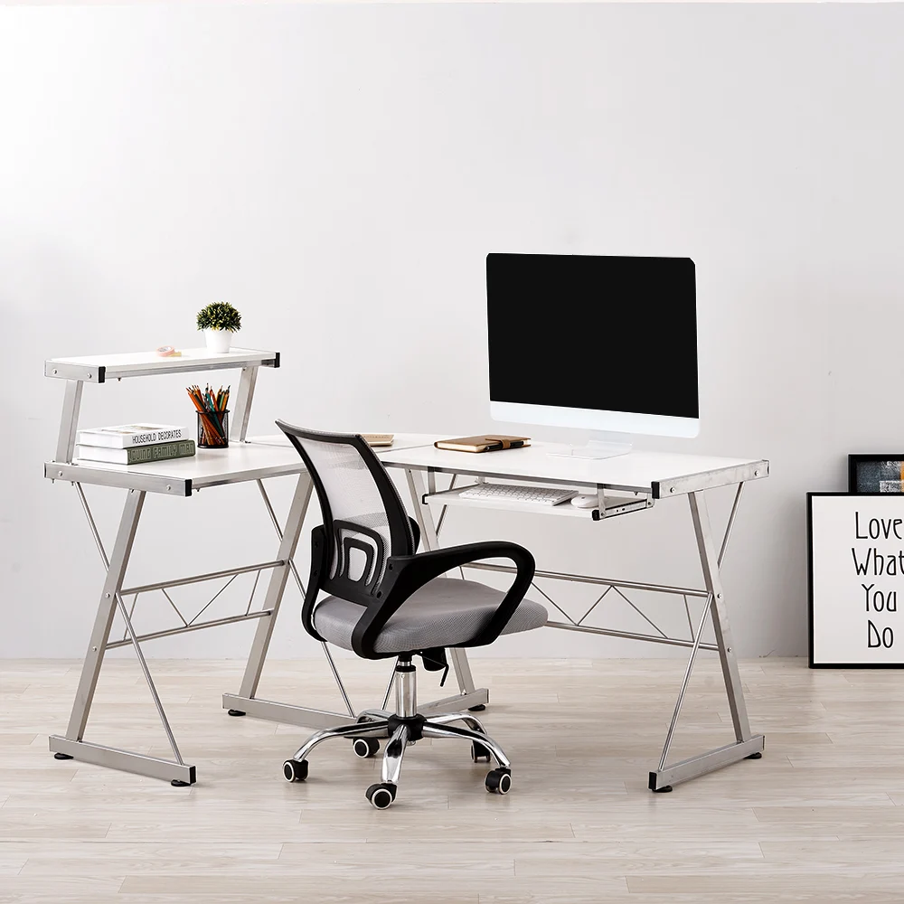 

Panana L-Shaped Corner Computer Office Desk Workstation With Pull Out Keyboard Corner Table Home Laptop table Fast delivery
