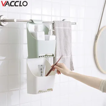 

Vacclo Creative Bathroom Storage Box Drain-free Punching Toilet Rack Bathroom Towel Hanging Basket Kichen Accessories Organizer