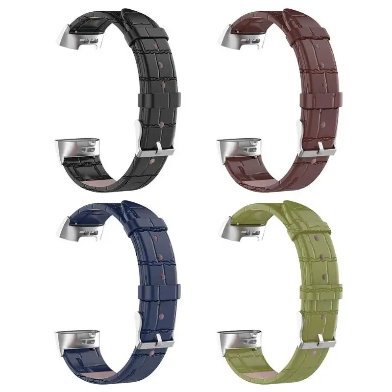 

Bamboo Pattern Leather Watch Band Bracelet Wrist Strap for Fitbit Charge 3