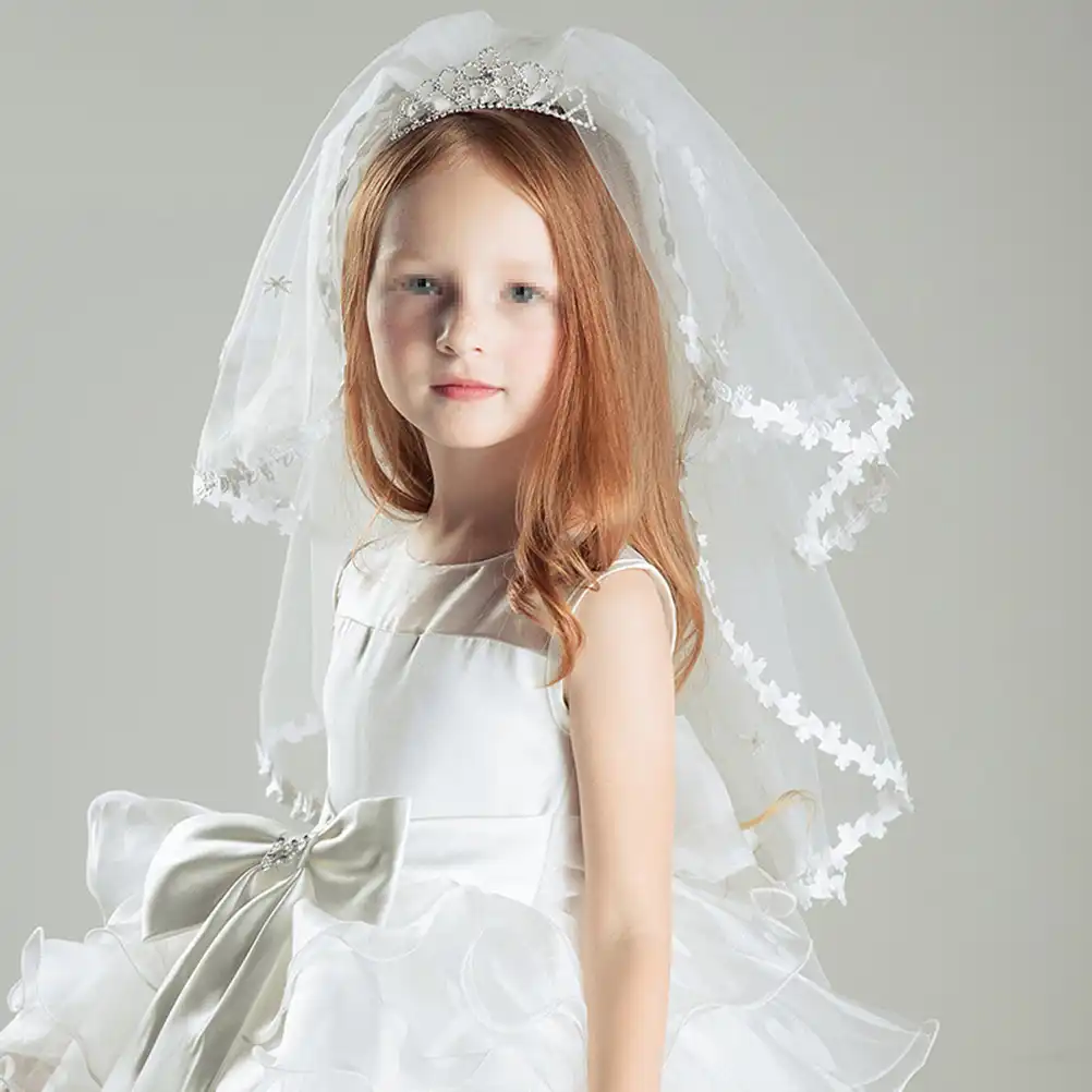 Girls First Communion Veils Slim Graceful Two Layer Wedding Veil