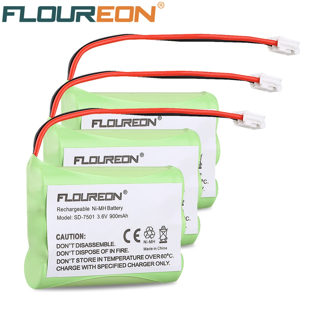 3 штуки Floureon 6 V 900mAh Ni MH аккумуляторы для беспроводного телефона Motorola SD 7501 At&t 89 1323 00 0